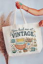Vintage Threaded Treasures Canvas Jumbo Tote - Wholesale Accessory Market