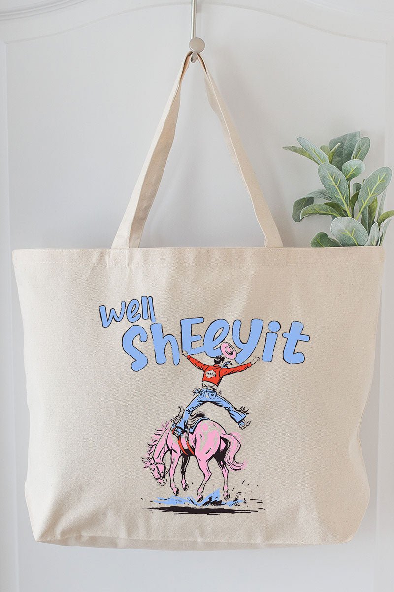 Well Sheeyit Cowboy Canvas Jumbo Tote - Wholesale Accessory Market