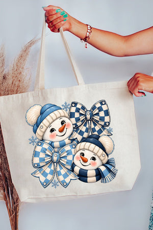 Winter Check Snowmen Canvas Jumbo Tote - Wholesale Accessory Market