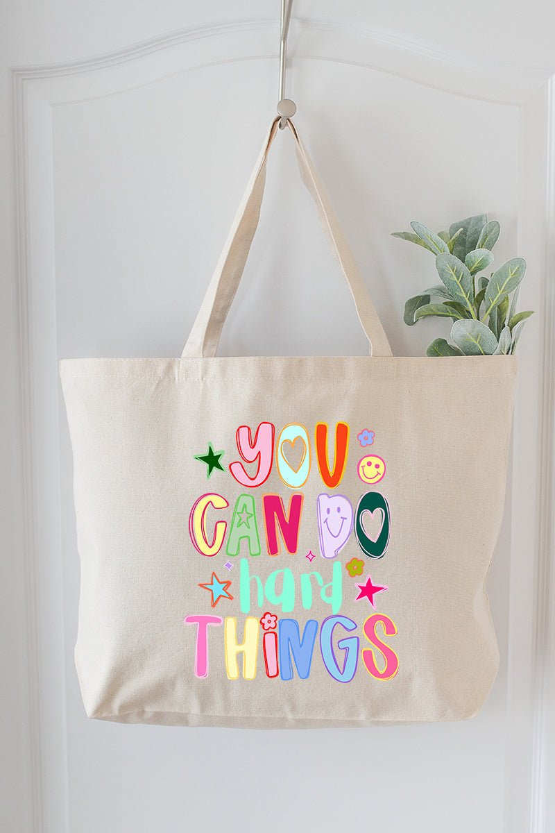 You Can Do Hard Things Canvas Jumbo Tote - Wholesale Accessory Market