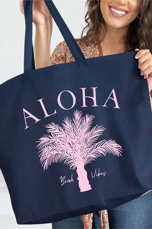 Aloha Vibes Canvas Jumbo Tote - Wholesale Accessory Market