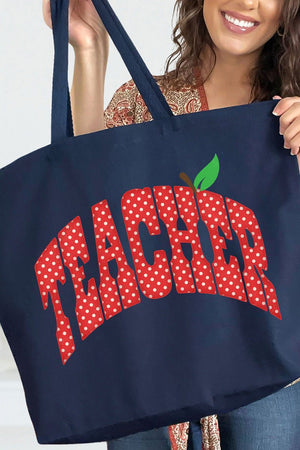 Apple Dot Teacher Canvas Jumbo Tote - Wholesale Accessory Market