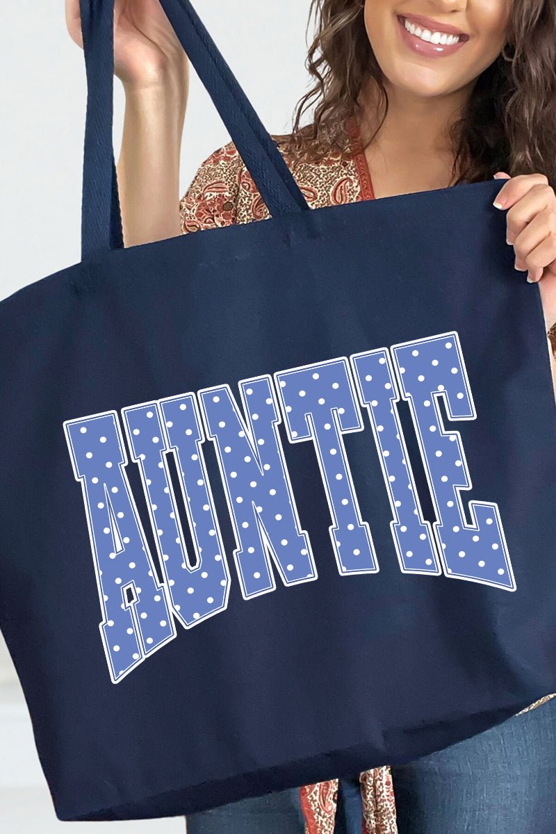 Blue Dot Auntie Canvas Jumbo Tote - Wholesale Accessory Market