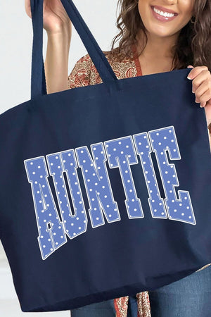 Blue Dot Auntie Canvas Jumbo Tote - Wholesale Accessory Market