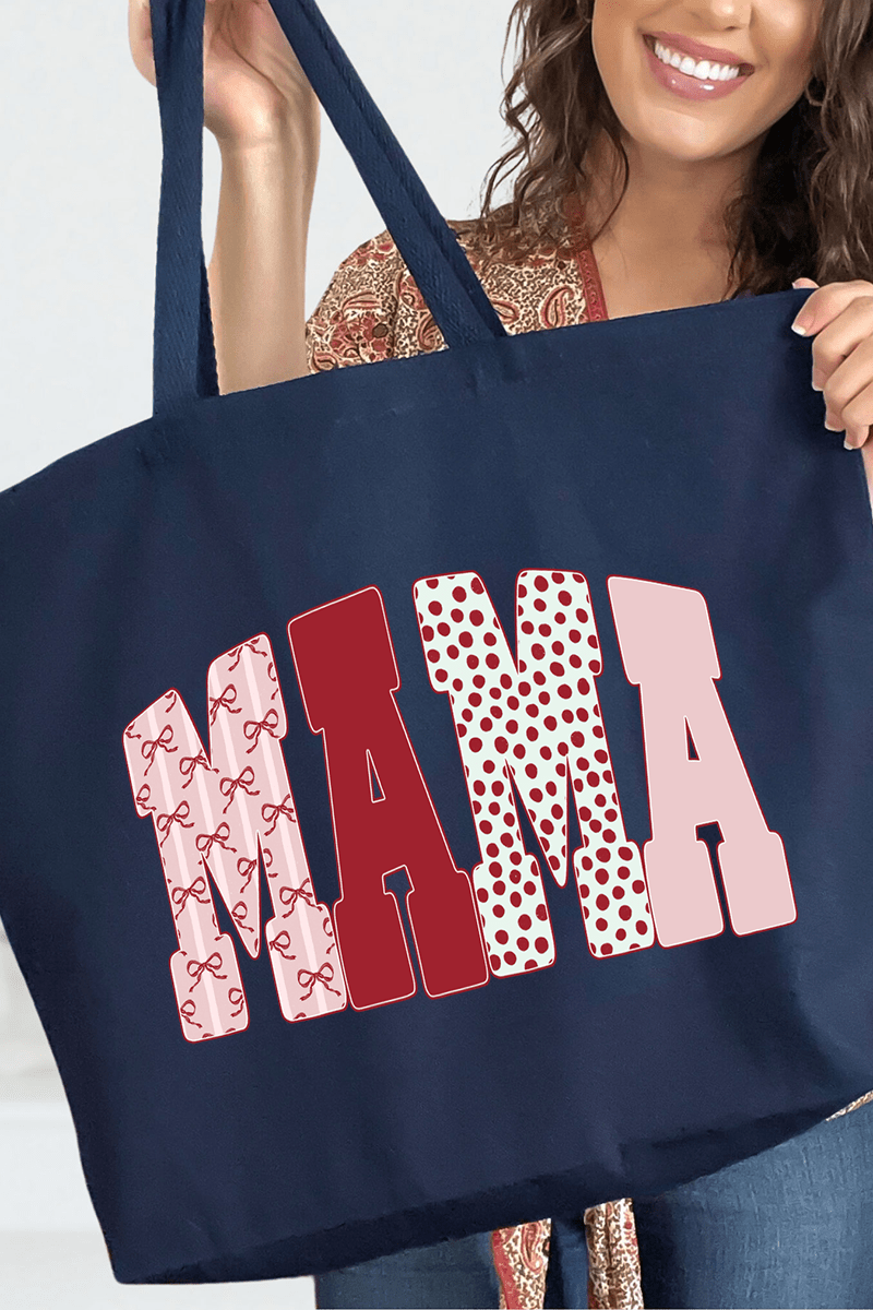 Blush And Bows Mama Canvas Jumbo Tote - Wholesale Accessory Market