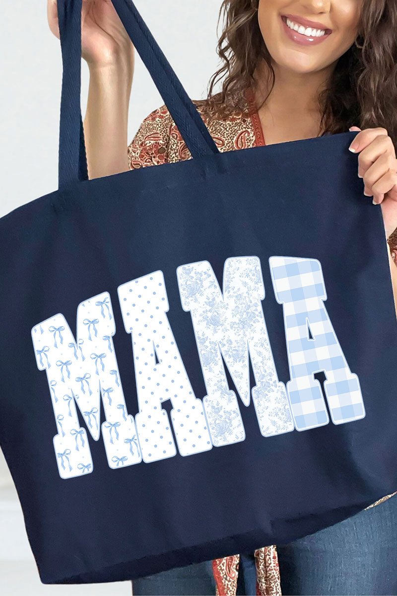 Bow And Blue Mama Canvas Jumbo Tote - Wholesale Accessory Market