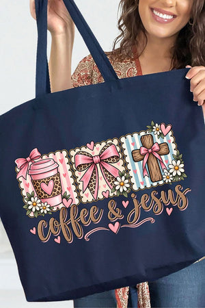 Coffee & Jesus Coquette Canvas Jumbo Tote - Wholesale Accessory Market