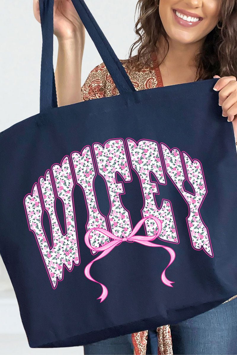 English Rose Wifey Canvas Jumbo Tote - Wholesale Accessory Market