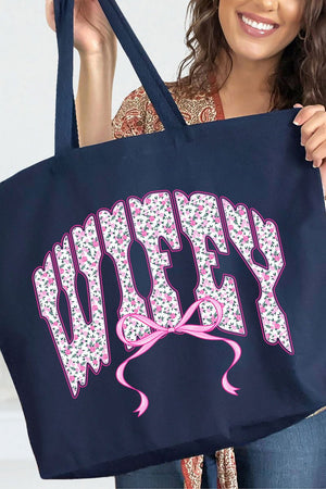English Rose Wifey Canvas Jumbo Tote - Wholesale Accessory Market