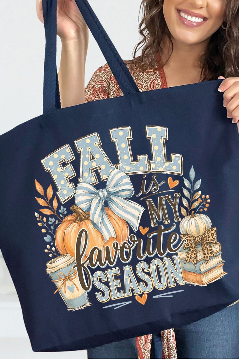Fall Season Charm Canvas Jumbo Tote - Wholesale Accessory Market