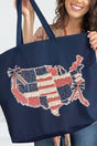 Faux Patchwork USA Map Canvas Jumbo Tote - Wholesale Accessory Market
