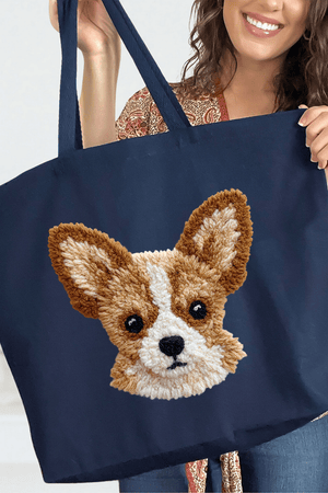 Faux Yarn Chihuahua Canvas Jumbo Tote - Wholesale Accessory Market