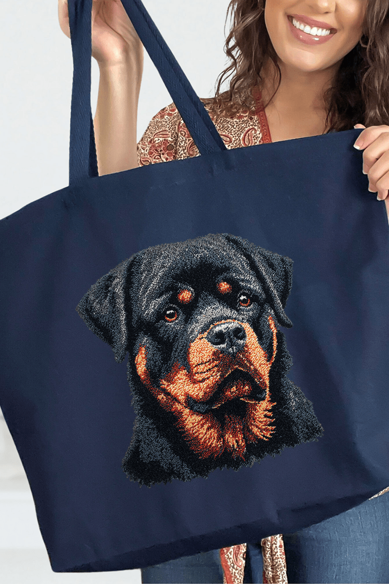 Faux Yarn Rottweiler Canvas Jumbo Tote | Wholesale Accessory Market