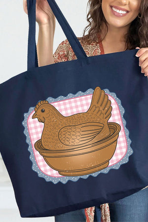 Hen & Home Canvas Jumbo Tote - Wholesale Accessory Market