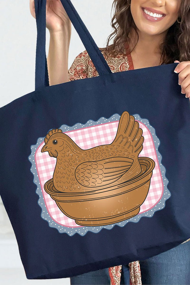 Hen & Home Canvas Jumbo Tote - Wholesale Accessory Market