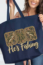 He's Fishing Canvas Jumbo Tote - Wholesale Accessory Market