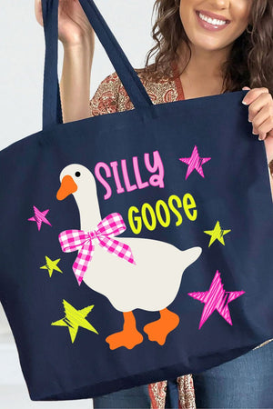 Just A Silly Goose Canvas Jumbo Tote - Wholesale Accessory Market