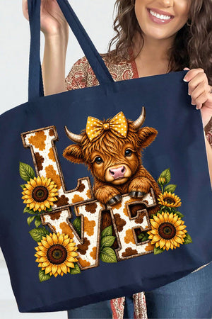 Little Highland Love Canvas Jumbo Tote - Wholesale Accessory Market