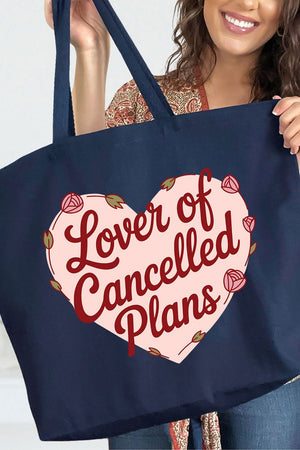 Lover Of Cancelled Plans Canvas Jumbo Tote - Wholesale Accessory Market