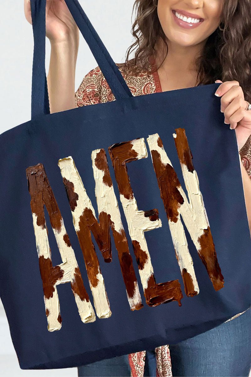 Painted Cow Amen Canvas Jumbo Tote - Wholesale Accessory Market