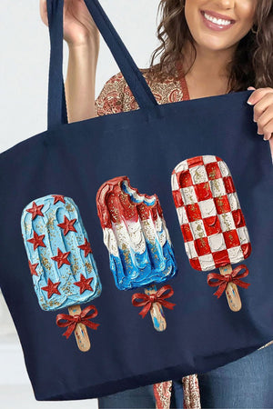 Painted Patriotic Popsicles Canvas Jumbo Tote - Wholesale Accessory Market