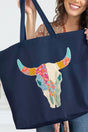 Patchwork Steer Head Canvas Jumbo Tote - Wholesale Accessory Market