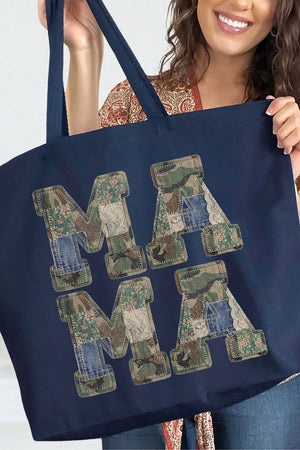 Patchwork Camo Mama Canvas Jumbo Tote - Wholesale Accessory Market