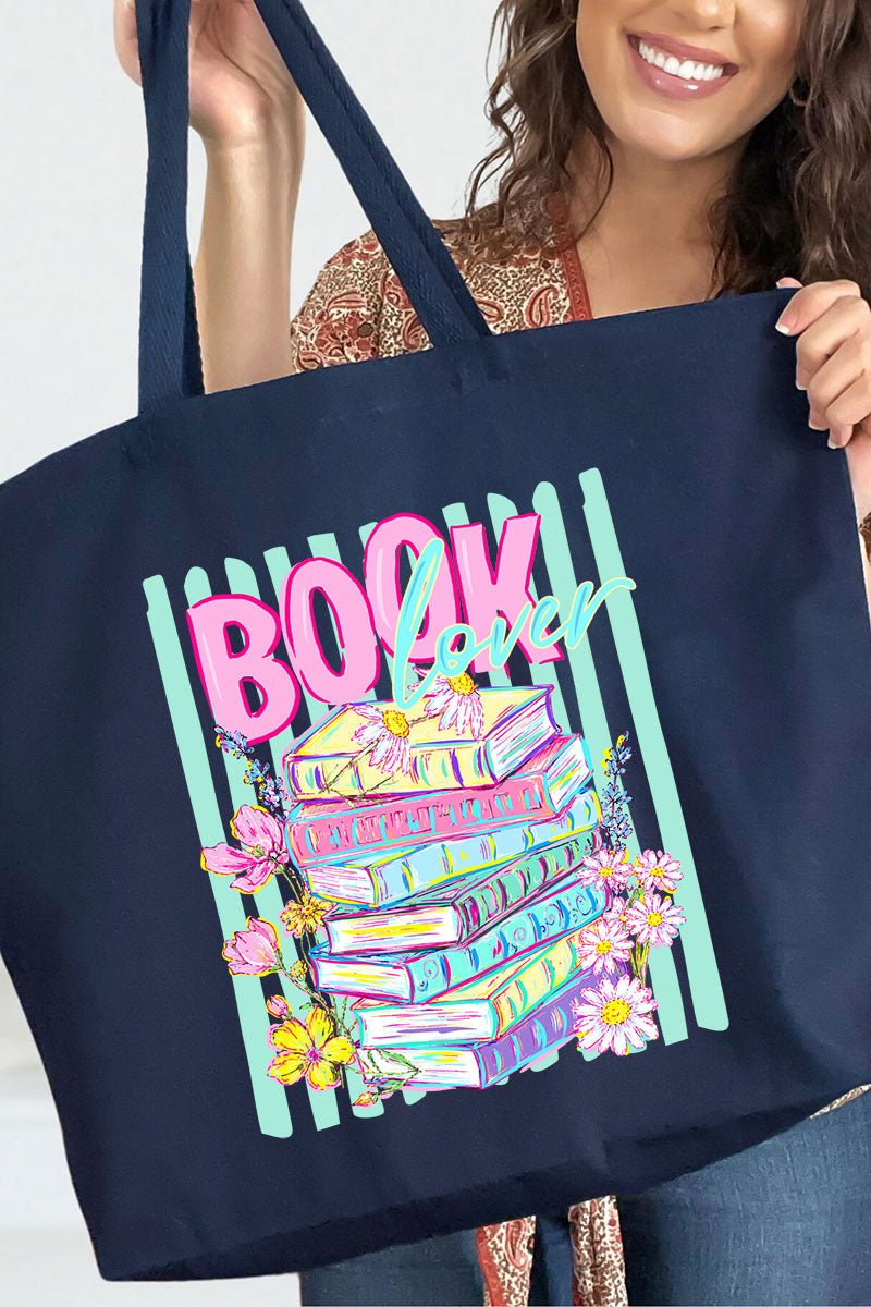 Petals & Paperback Book Lover Canvas Jumbo Tote - Wholesale Accessory Market