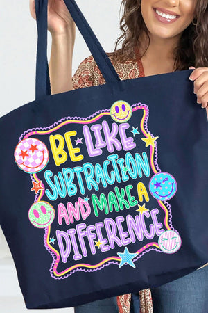 Playful Be Like Subtraction Canvas Jumbo Tote - Wholesale Accessory Market