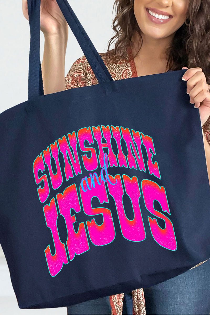 Radiant Sunshine And Jesus Canvas Jumbo Tote - Wholesale Accessory Market