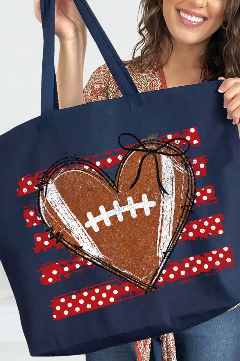 Red Football Sweetheart Canvas Jumbo Tote - Wholesale Accessory Market