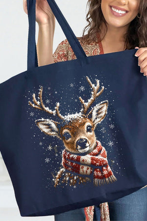 Snow Kissed Reindeer Canvas Jumbo Tote - Wholesale Accessory Market