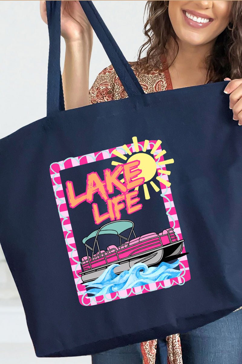 Sunny Lake Life Canvas Jumbo Tote - Wholesale Accessory Market