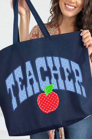 Sweet Apple Teacher Canvas Jumbo Tote - Wholesale Accessory Market