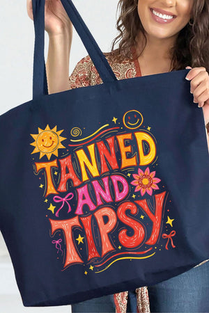 Tanned And Tipsy State Of Mind Canvas Jumbo Tote - Wholesale Accessory Market