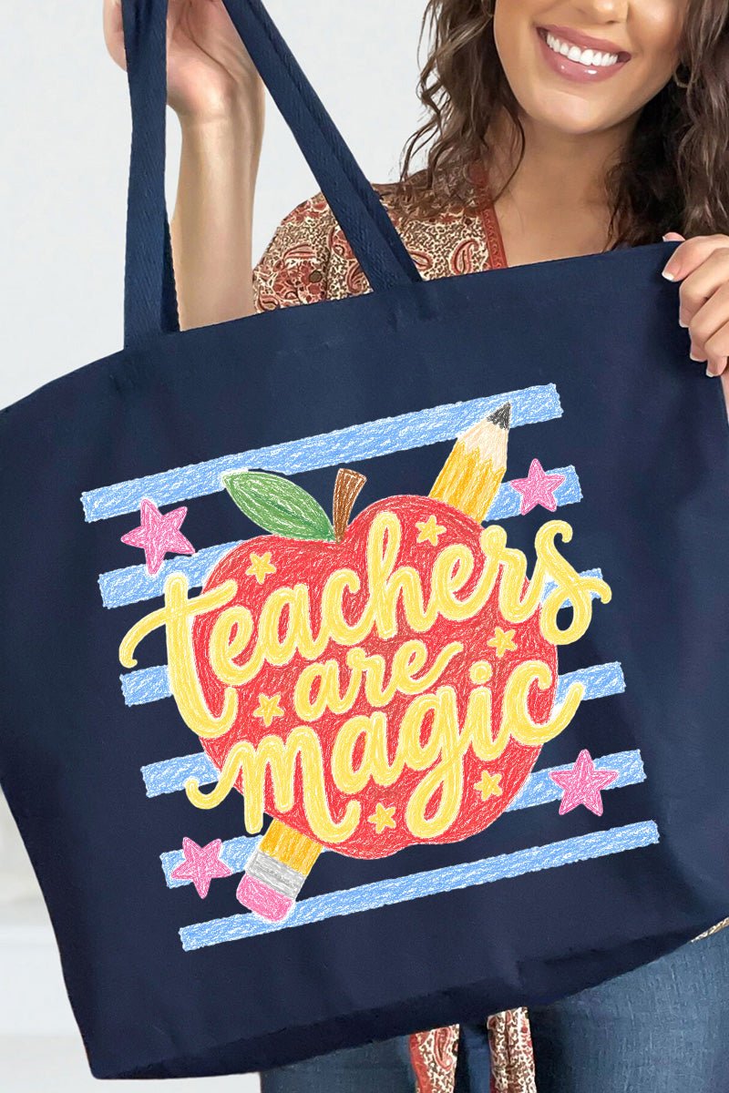 Teachers Are Magic Sketch Canvas Jumbo Tote - Wholesale Accessory Market