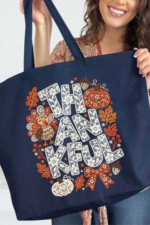 Thankful Lacework Canvas Jumbo Tote - Wholesale Accessory Market