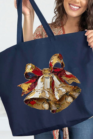 The Painted Christmas Bells Canvas Jumbo Tote - Wholesale Accessory Market
