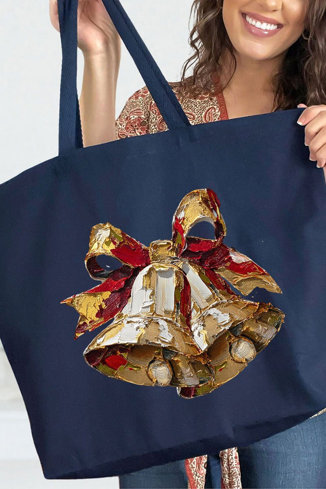 The Painted Christmas Bells Canvas Jumbo Tote - Wholesale Accessory Market
