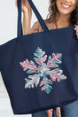 The Painted Snowflake Canvas Jumbo Tote - Wholesale Accessory Market