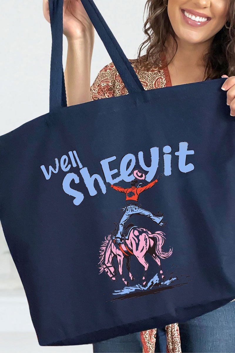 Well Sheeyit Cowboy Canvas Jumbo Tote - Wholesale Accessory Market