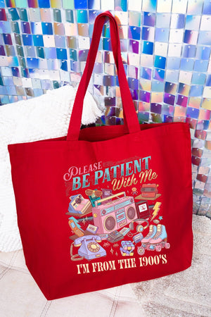 1900's Tech Throwback Canvas Jumbo Tote - Wholesale Accessory Market