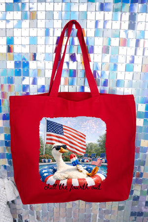 Chill The Fourth Out Canvas Jumbo Tote - Wholesale Accessory Market