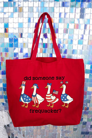Did Someone Say Firequacker? Canvas Jumbo Tote - Wholesale Accessory Market
