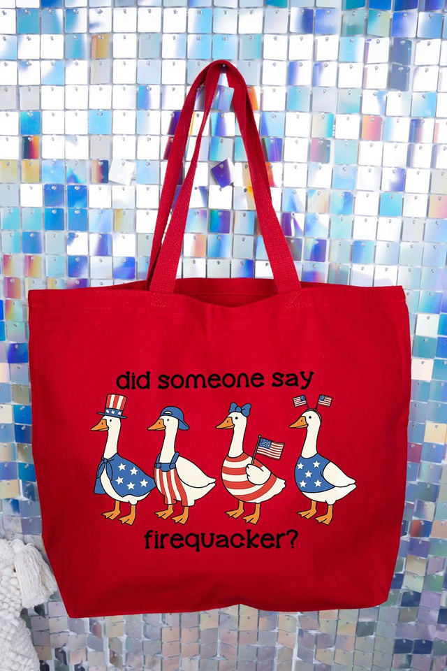 Did Someone Say Firequacker? Canvas Jumbo Tote - Wholesale Accessory Market