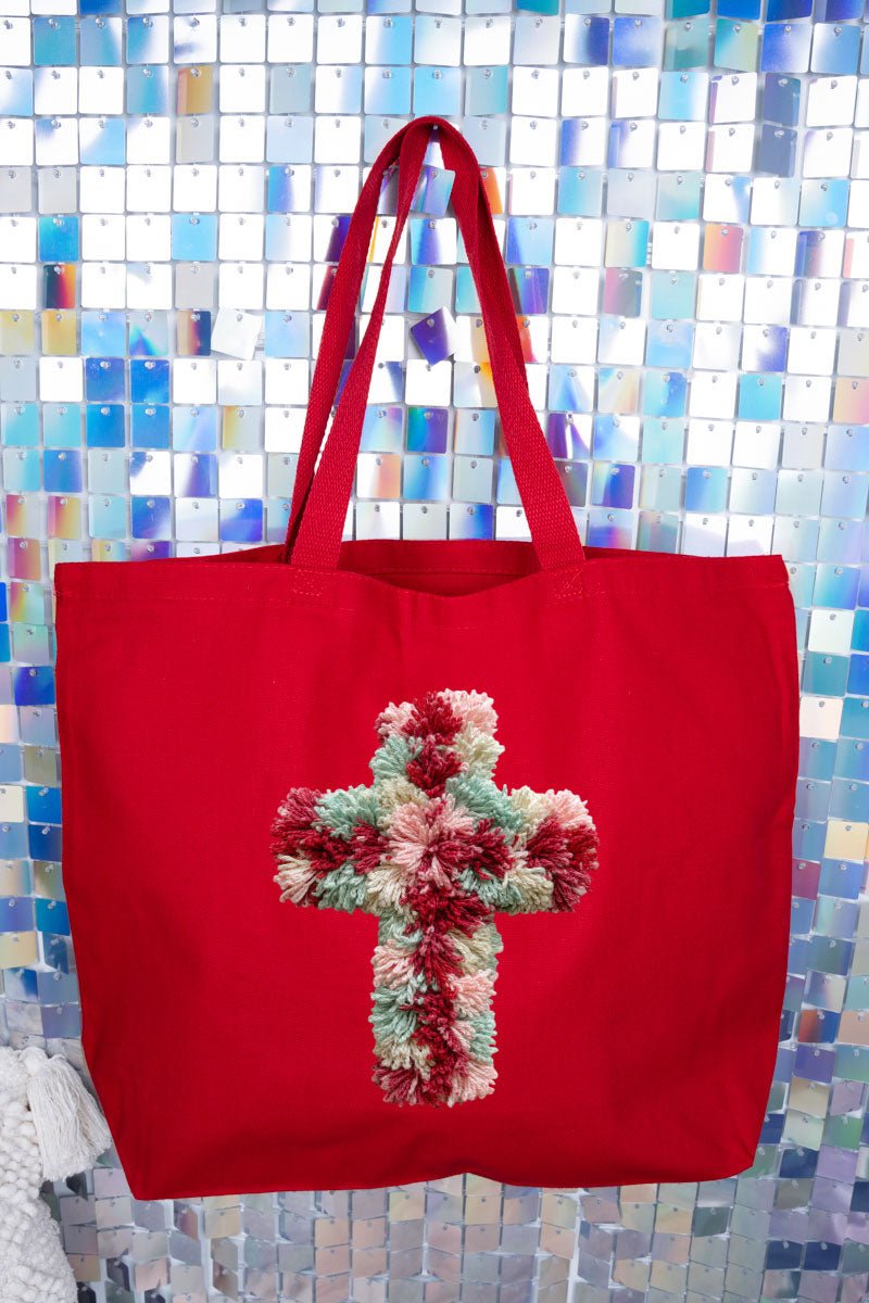 Faux Yarn Cross Canvas Jumbo Tote - Wholesale Accessory Market