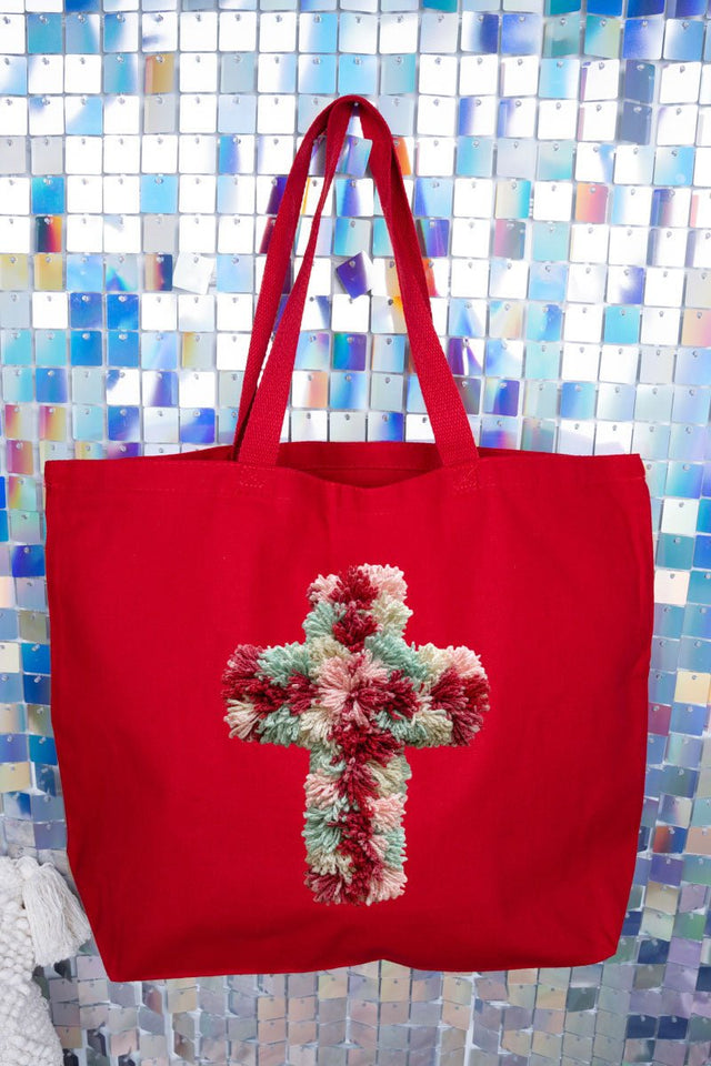 Faux Yarn Cross Canvas Jumbo Tote - Wholesale Accessory Market
