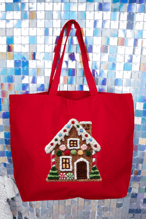 Faux Yarn Merry Manor Canvas Jumbo Tote - Wholesale Accessory Market