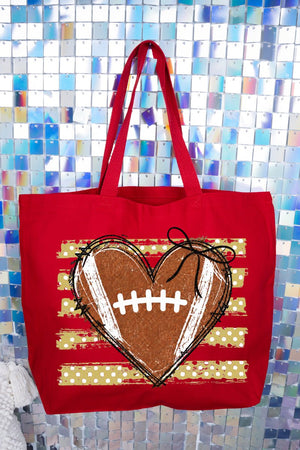 Gold Football Sweetheart Canvas Jumbo Tote - Wholesale Accessory Market