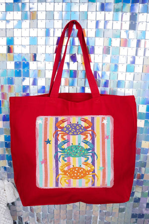 Hot Crab Summer Canvas Jumbo Tote - Wholesale Accessory Market
